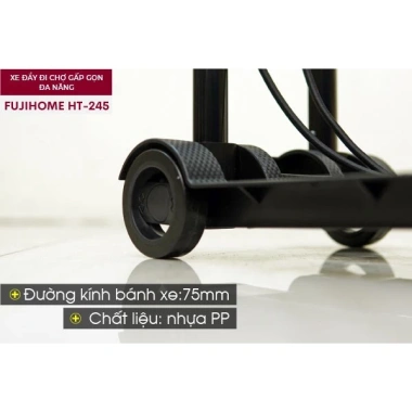 Xe đẩy hàng gấp gọn FUJIHOME HT-245 - Đi chợ, siêu thị, tặng dây buộc, BH 1 năm 2
