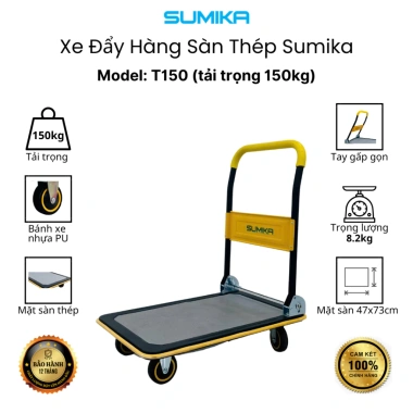 Xe đẩy hàng hóa SUMIKA T150 tải 150kg, tay cầm gập gọn - Giá ưu đãi 1.102.000₫