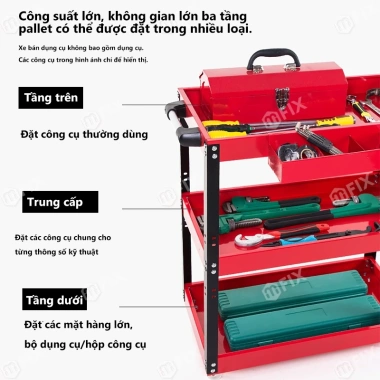 Xe đẩy hàng Kệ sắt 4 tầng chịu 100kg - Cao cấp, đa năng, giá ưu đãi 465k 3 Xe đẩy hàng Kệ sắt 4 tầng chịu 100kg - Cao cấp, đa năng, giá ưu đãi 465k 3