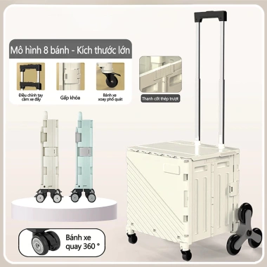 Xe đẩy hàng nhẹ, khóa an toàn, bánh xe đổi hướng, không gian rộng rãi - Giá ưu đãi 658.000₫