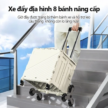Xe đẩy hàng nhẹ, khóa an toàn, bánh xe đổi hướng, không gian rộng rãi - Giá ưu đãi 658.000₫
