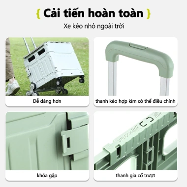 Xe đẩy hàng nhẹ, khóa an toàn, bánh xe đổi hướng, không gian rộng rãi - Giá ưu đãi 658.000₫