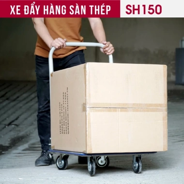 Xe đẩy hàng sàn thép 4 bánh FUJIHOME SH150 - Tải 100kg, bảo hành 12 tháng, 684.000₫