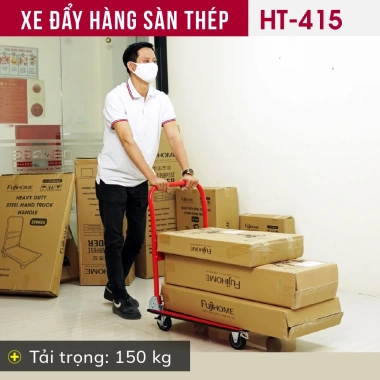 Xe đẩy hàng sàn thép FUJIHOME HT-415 150kg, nhập khẩu, chắc chắn gấp gọn, giảm 23%