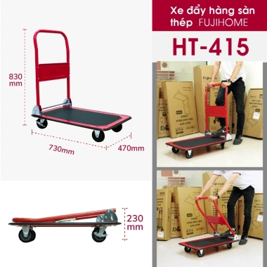 Xe đẩy hàng sàn thép FUJIHOME HT-415 150kg, nhập khẩu, chắc chắn gấp gọn, giảm 23% 3 Xe đẩy hàng sàn thép FUJIHOME HT-415 150kg, nhập khẩu, chắc chắn gấp gọn, giảm 23% 3