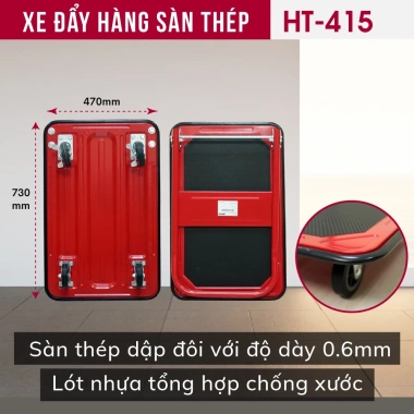 Xe đẩy hàng sàn thép FUJIHOME HT-415 150kg, nhập khẩu, chắc chắn gấp gọn, giảm 23%