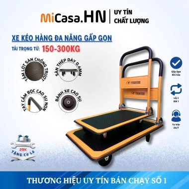 Xe Đẩy Hàng TOSHUDO Thép Bánh Xe Chống Ồn, Tải Trọng 300kg, Gấp Gọn Tiện Lợi
