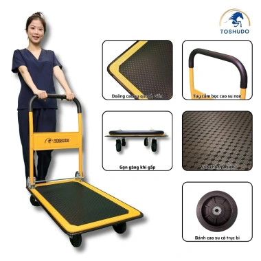 Xe Đẩy Hàng TOSHUDO Thép Bánh Xe Chống Ồn, Tải Trọng 300kg, Gấp Gọn Tiện Lợi 2 Xe Đẩy Hàng TOSHUDO Thép Bánh Xe Chống Ồn, Tải Trọng 300kg, Gấp Gọn Tiện Lợi 2