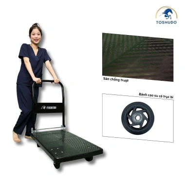 Xe Đẩy Hàng TOSHUDO Thép Bánh Xe Chống Ồn, Tải Trọng 300kg, Gấp Gọn Tiện Lợi
