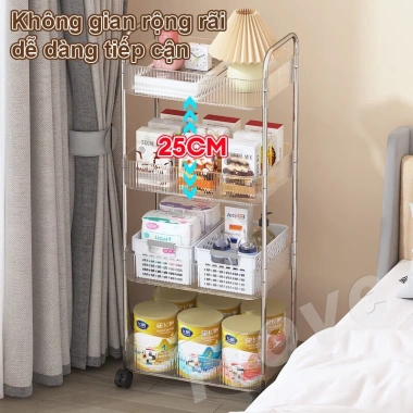 Xe đẩy kệ nhựa trong suốt 2-4 tầng, bánh xe, bảo quản đồ ăn nhẹ - 99.000₫