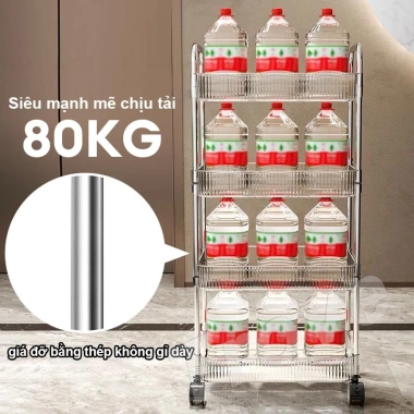 Xe đẩy kệ nhựa trong suốt 2-4 tầng, bánh xe, bảo quản đồ ăn nhẹ - 99.000₫