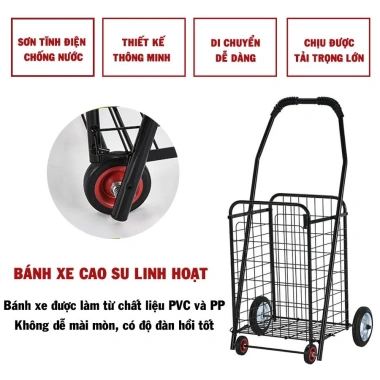 Xe Đẩy & Kéo Đi Chợ Black - Giỏ Hàng Siêu Đẹp, Siêu Bền, Giá 99.000đ giảm từ 128.700đ 3