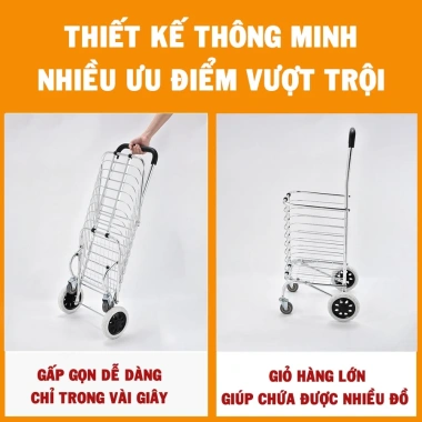 Xe Đẩy & Kéo Đi Chợ Black - Giỏ Hàng Siêu Đẹp, Siêu Bền, Giá 99.000đ giảm từ 128.700đ 6