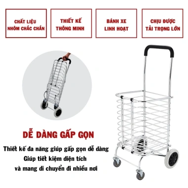 Xe Đẩy & Kéo Đi Chợ Black - Giỏ Hàng Siêu Đẹp, Siêu Bền, Giá 99.000đ giảm từ 128.700đ 7