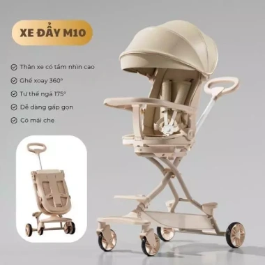 Xe Đẩy M10 Bé Sơ Sinh - Đảo Chiều 360 độ, Ngả Lưng 175 độ, Bàn Ăn - CORGI.MALL