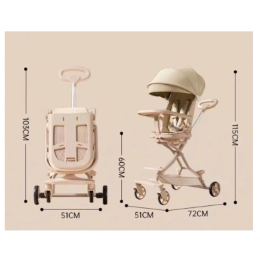 Xe đẩy M10 cho bé sơ sinh gấp gọn - Đảo chiều 360 độ, ngả lưng 175 độ kèm bàn ăn dặm