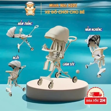 Xe đẩy M10 trắng sữa ngả lưng 175° đảo chiều, gấp gọn kèm bàn ăn dặm 709.000đ 2