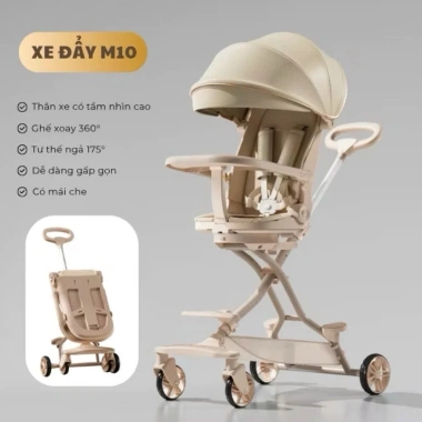 Xe đẩy M10 trắng sữa ngả lưng 175 độ, đảo chiều, gấp kèm bàn ăn dặm SMNGOCCHAU 4 Xe đẩy M10 trắng sữa ngả lưng 175 độ, đảo chiều, gấp kèm bàn ăn dặm SMNGOCCHAU 4