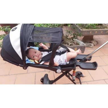 Xe đẩy M9 gập gọn xoay 360°, 3 tư thế ngả, màn che bụi, chỗ để chân 213.000₫