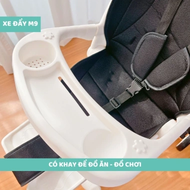 Xe đẩy M9 gập gọn xoay 360°, 3 tư thế ngả, màn che bụi, chỗ để chân 213.000₫
