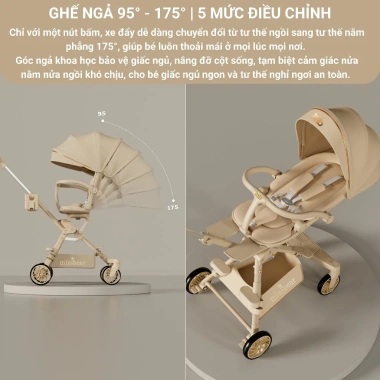 Xe Đẩy MiniBear PRO M1 Nhật Bản - Khung chắc chắn, gấp gọn, bé 0-6 tuổi, giảm 20%