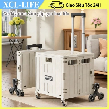 Xe Đẩy Mua Sắm Gấp Gọn Tiện Dụng - Xe Kéo Tay Home, Bánh Xe Dã Ngoại, Chở Đồ Siêu Thị 498k