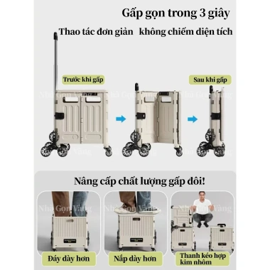 Xe Đẩy Mua Sắm Gấp Gọn Tiện Dụng - Xe Kéo Tay Home, Bánh Xe Dã Ngoại, Chở Đồ Siêu Thị 498k 8