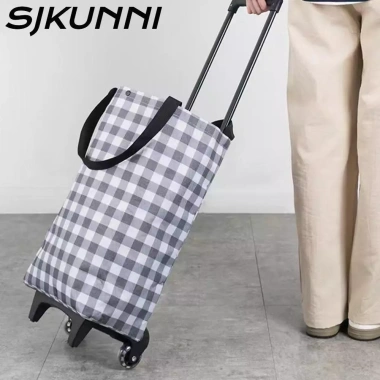 Xe đẩy mua sắm gập lại chống nước, tay cầm kính, dây đeo tay - Leo cầu thang, du lịch