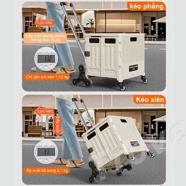 Xe đẩy mua sắm Trove gấp gọn - Đi chợ, cắm trại, bánh leo cầu thang, chỉ 299.000₫ 4