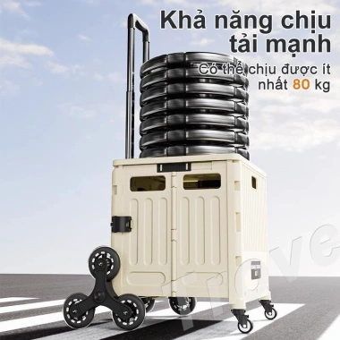 Xe đẩy mua sắm Trove gấp gọn - Đi chợ, cắm trại, bánh leo cầu thang, chỉ 299.000₫ 7