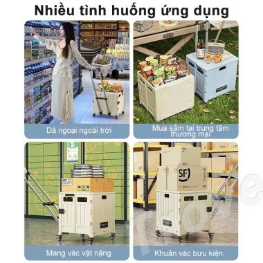 Xe đẩy mua sắm Trove gấp gọn - Đi chợ, cắm trại, bánh leo cầu thang, chỉ 299.000₫ 8
