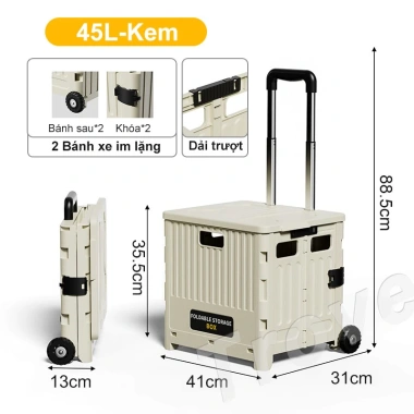 Xe đẩy mua sắm Trove gấp gọn - Đi chợ, cắm trại, bánh leo cầu thang, chỉ 299.000₫ 10