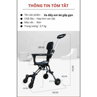 Xe đẩy ngồi gấp gọn cho bé 6 tháng siêu nhẹ tiện lợi giá ưu đãi 365k