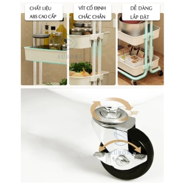 Xe đẩy nhựa 3 tầng loại 1 - Kệ spa đa năng, chỉ 275.000₫, tiết kiệm không gian 3