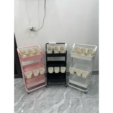 Xe Đẩy Nhựa Spa 3 Tầng Đa Năng - Kệ Bỉm Sữa, Kệ Để Đồ, Hàng Nhập Khẩu Giá 240k