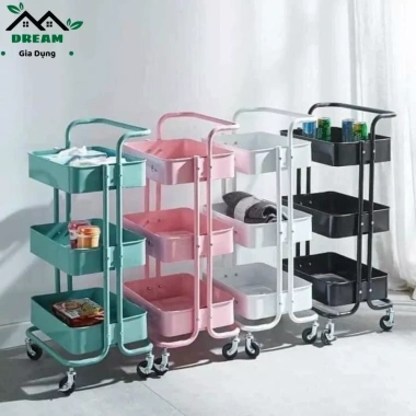 Xe Đẩy Nhựa Spa 3 Tầng Đa Năng - Kệ Đồ, Kệ Bỉm Sữa, Nhập Khẩu, Giá Ưu Đãi 150k