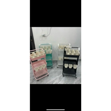 Xe Đẩy Nhựa Spa 3 Tầng Nhập Khẩu - Kệ Đa Năng, Kệ Bỉm Sữa, Có Giỏ, Thùng Rác, Giá 115k