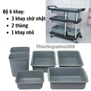 Xe đẩy phục vụ nhà hàng, quán ăn - Thu gom bát đũa, dọn bàn ăn, giá chỉ 450.000đ 9