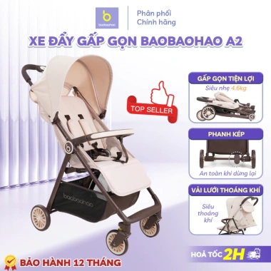 Xe Đẩy Siêu Gọn Nhẹ Baobaohao A2 - Gấp Gọn, Ghế Êm, Vải Thoáng Khí, 1.055.000₫