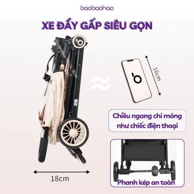 Xe Đẩy Siêu Gọn Nhẹ Baobaohao A2 - Gấp Gọn, Ghế Êm, Vải Thoáng Khí, 1.055.000₫