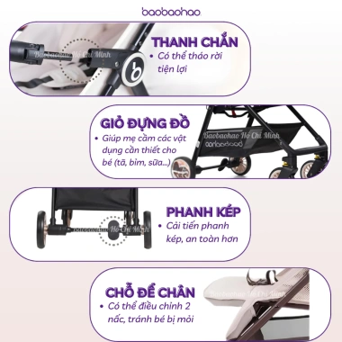 Xe Đẩy Siêu Gọn Nhẹ Baobaohao A2 - Gấp Gọn, Ghế Êm, Vải Thoáng Khí, 1.055.000₫ 4 Xe Đẩy Siêu Gọn Nhẹ Baobaohao A2 - Gấp Gọn, Ghế Êm, Vải Thoáng Khí, 1.055.000₫ 4