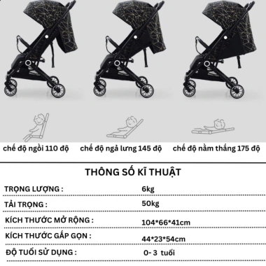 Xe đẩy sơ sinh gấp gọn 0-4 tuổi 3 tư thế Giá 990k nhẹ an toàn tiện lợi