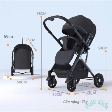 Xe đẩy sơ sinh V6-2A đảo chiều, gấp gọn, đa tư thế, lò xo giảm sóc - 1,349,000₫