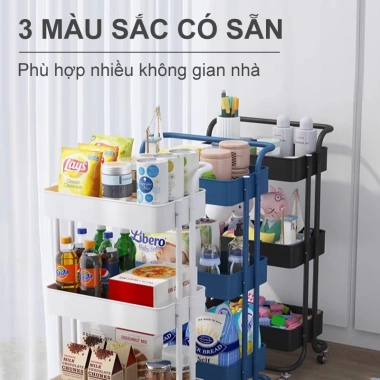 Xe Đẩy Spa 3-5 Tầng Đa Năng, Kệ Đồ Bỉm Sữa, Bánh Xe, Miễn Phí Vận Chuyển 3 Màu 3