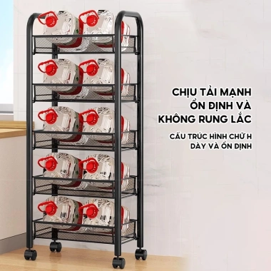 Xe đẩy Spa 3-5 tầng, giỏ lưới kim loại, kệ 4 tầng bánh xe - 129.000₫ 3