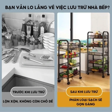 Xe đẩy Spa 3-5 tầng, giỏ lưới kim loại, kệ 4 tầng bánh xe - 129.000₫ 8