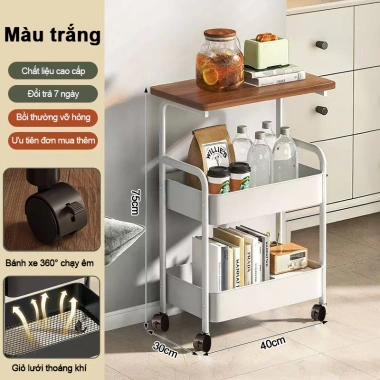 Xe Đẩy Spa 3 Tầng Kệ Đa Năng, Bánh Xe, Khung Thép, Dùng cho Phòng Ngủ và Bên Giường 10