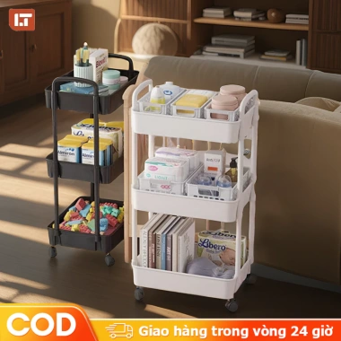 Xe Đẩy Spa 3 Tầng Nhựa Cao Cấp, Kệ Bánh Xe, Chịu 100kg, Bồi Thường 100% Khi Vỡ