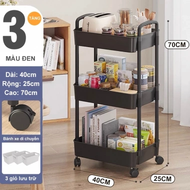 Xe Đẩy Spa 3 Tầng Nhựa Cao Cấp, Kệ Bánh Xe, Chịu 100kg, Bồi Thường 100% Khi Vỡ