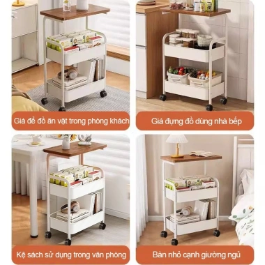 Xe đẩy spa 3 tầng sắt đa năng bánh xe Kệ đặt cạnh sofa chỉ 199.000đ 8